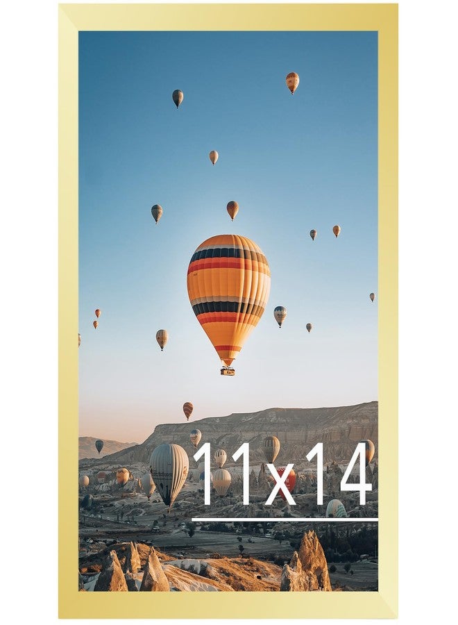 JCJMY 11x14 Picture Frame Gold for Wall Hanging, Wall Mounting Horizontally or Vertically, 11 x 14 Wall Gallery Poster Photo Frame with Shatter Resistant Plexiglass, Gold - Image 1